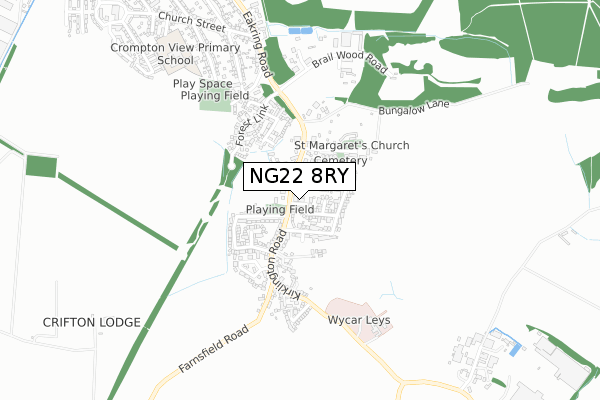 NG22 8RY map - small scale - OS Open Zoomstack (Ordnance Survey)