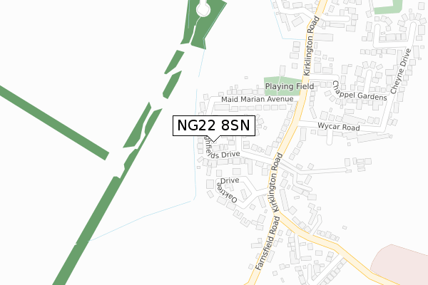 NG22 8SN map - large scale - OS Open Zoomstack (Ordnance Survey)