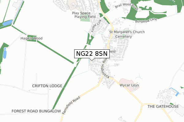 NG22 8SN map - small scale - OS Open Zoomstack (Ordnance Survey)