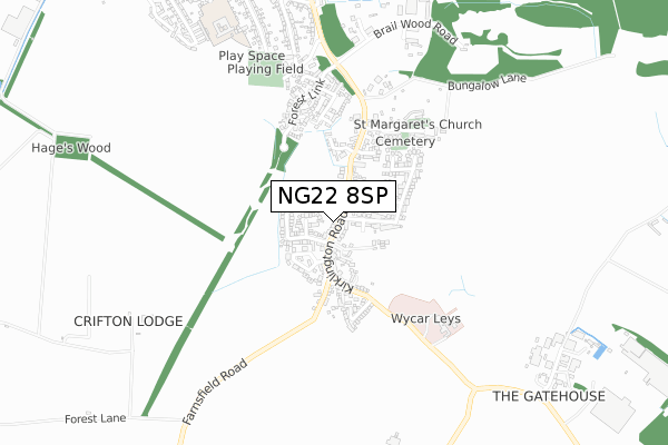 NG22 8SP map - small scale - OS Open Zoomstack (Ordnance Survey)