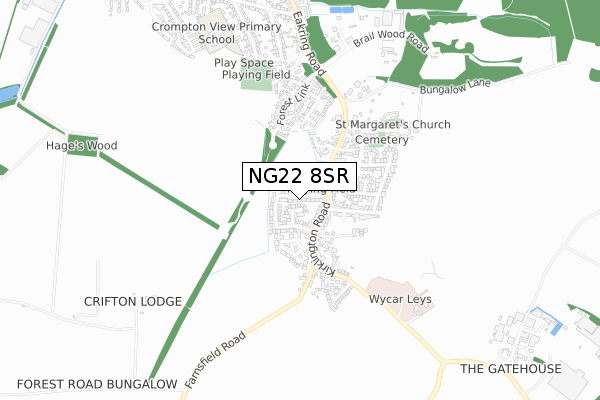 NG22 8SR map - small scale - OS Open Zoomstack (Ordnance Survey)