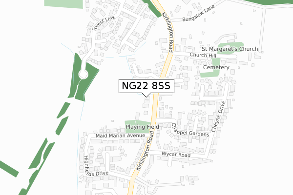 NG22 8SS map - large scale - OS Open Zoomstack (Ordnance Survey)