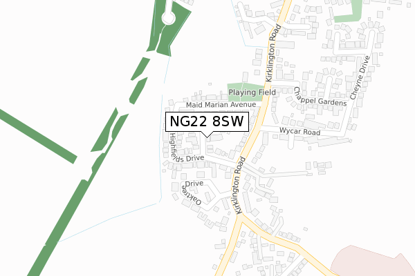 NG22 8SW map - large scale - OS Open Zoomstack (Ordnance Survey)