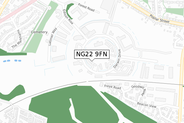 NG22 9FN map - large scale - OS Open Zoomstack (Ordnance Survey)