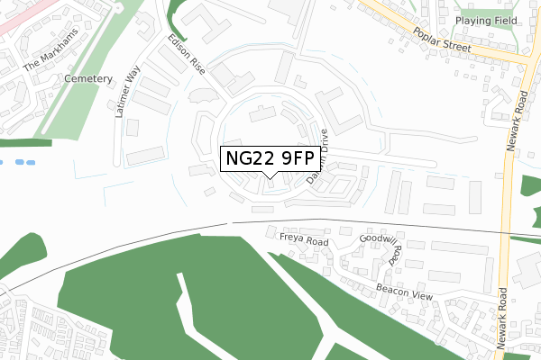 NG22 9FP map - large scale - OS Open Zoomstack (Ordnance Survey)