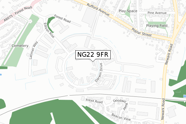 NG22 9FR map - large scale - OS Open Zoomstack (Ordnance Survey)