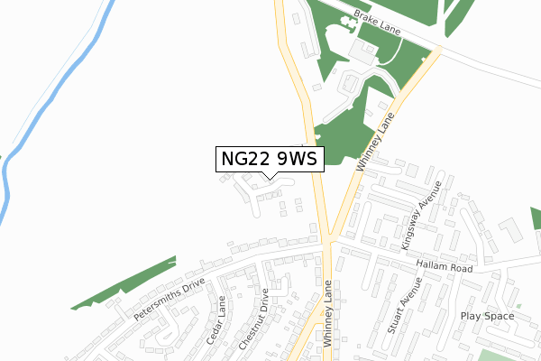 NG22 9WS map - large scale - OS Open Zoomstack (Ordnance Survey)