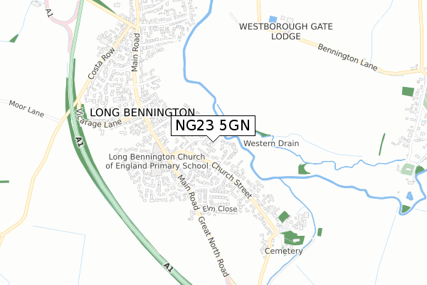 NG23 5GN map - small scale - OS Open Zoomstack (Ordnance Survey) NG23 5GN map - small scale - OS Open Zoomstack (Ordnance Survey)