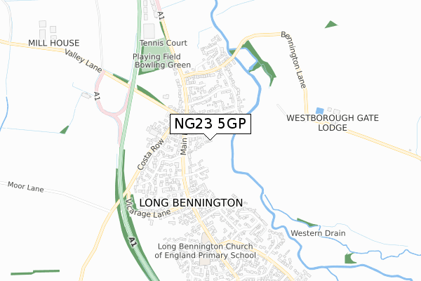 NG23 5GP map - small scale - OS Open Zoomstack (Ordnance Survey)