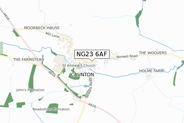 NG23 6AF map - small scale - OS Open Zoomstack (Ordnance Survey)