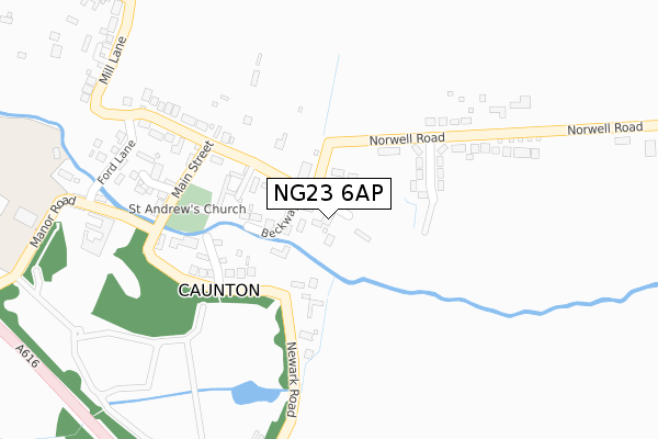 NG23 6AP map - large scale - OS Open Zoomstack (Ordnance Survey)