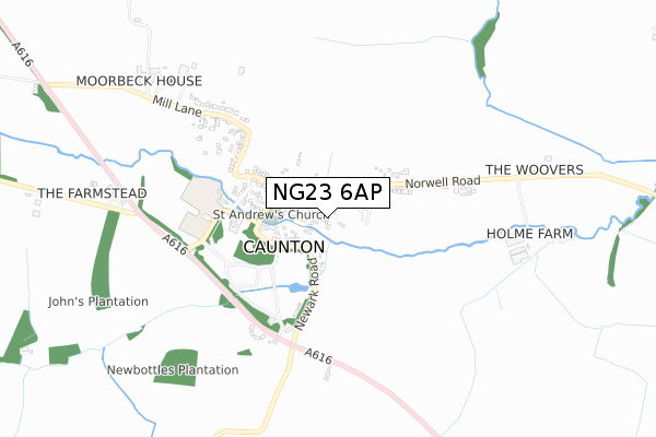 NG23 6AP map - small scale - OS Open Zoomstack (Ordnance Survey)