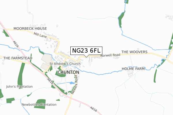 NG23 6FL map - small scale - OS Open Zoomstack (Ordnance Survey)