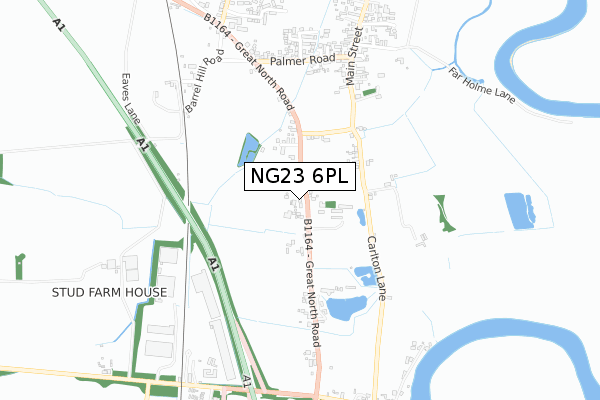 NG23 6PL map - small scale - OS Open Zoomstack (Ordnance Survey)