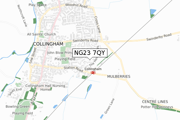 NG23 7QY map - small scale - OS Open Zoomstack (Ordnance Survey)