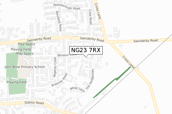 NG23 7RX map - large scale - OS Open Zoomstack (Ordnance Survey)