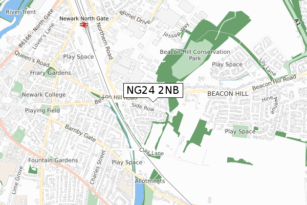 NG24 2NB map - small scale - OS Open Zoomstack (Ordnance Survey)