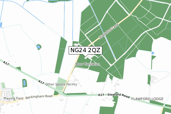 NG24 2QZ map - small scale - OS Open Zoomstack (Ordnance Survey)