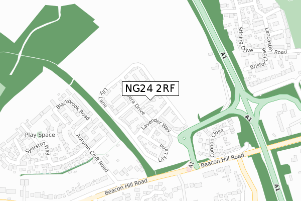 NG24 2RF map - large scale - OS Open Zoomstack (Ordnance Survey)