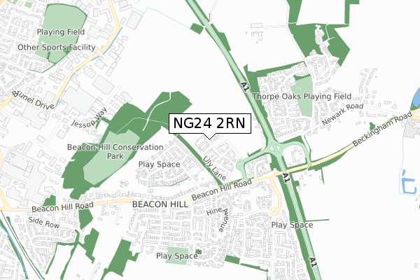 NG24 2RN map - small scale - OS Open Zoomstack (Ordnance Survey)