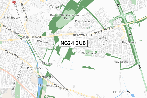 NG24 2UB map - small scale - OS Open Zoomstack (Ordnance Survey)