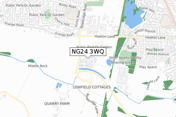 NG24 3WQ map - small scale - OS Open Zoomstack (Ordnance Survey) NG24 3WQ map - small scale - OS Open Zoomstack (Ordnance Survey)