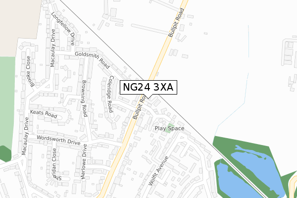 NG24 3XA map - large scale - OS Open Zoomstack (Ordnance Survey)