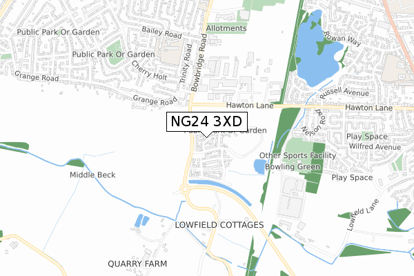 NG24 3XD map - small scale - OS Open Zoomstack (Ordnance Survey) NG24 3XD map - small scale - OS Open Zoomstack (Ordnance Survey)