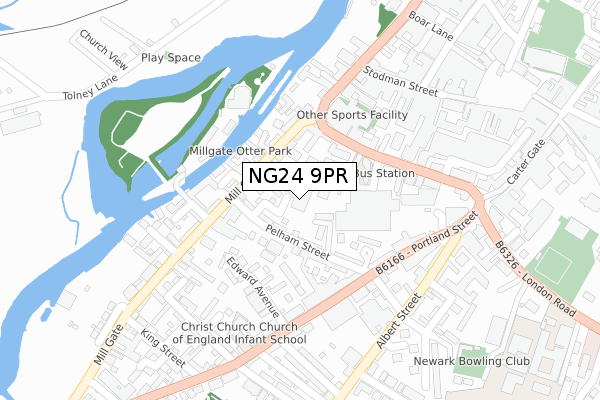 NG24 9PR map - large scale - OS Open Zoomstack (Ordnance Survey)