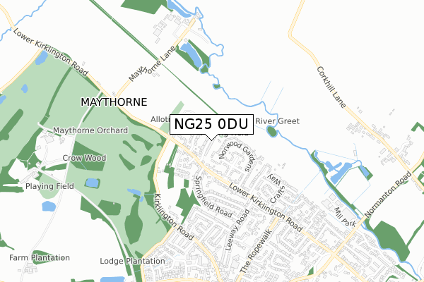 NG25 0DU map - small scale - OS Open Zoomstack (Ordnance Survey)