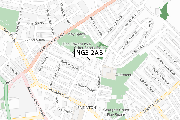 NG3 2AB map - large scale - OS Open Zoomstack (Ordnance Survey)