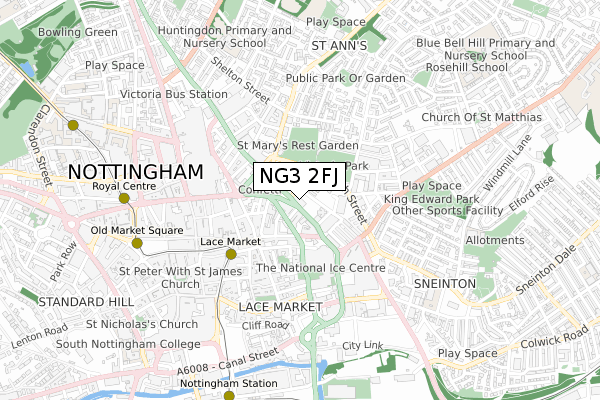 NG3 2FJ map - small scale - OS Open Zoomstack (Ordnance Survey)