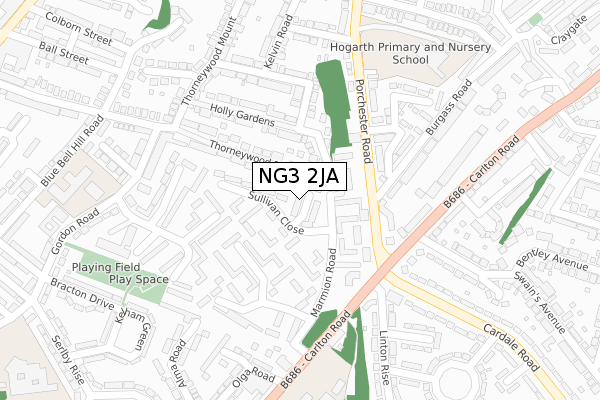 NG3 2JA map - large scale - OS Open Zoomstack (Ordnance Survey)