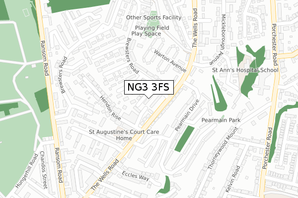 NG3 3FS map - large scale - OS Open Zoomstack (Ordnance Survey)