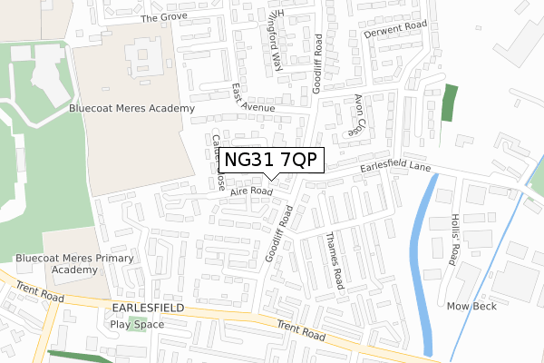 NG31 7QP map - large scale - OS Open Zoomstack (Ordnance Survey)