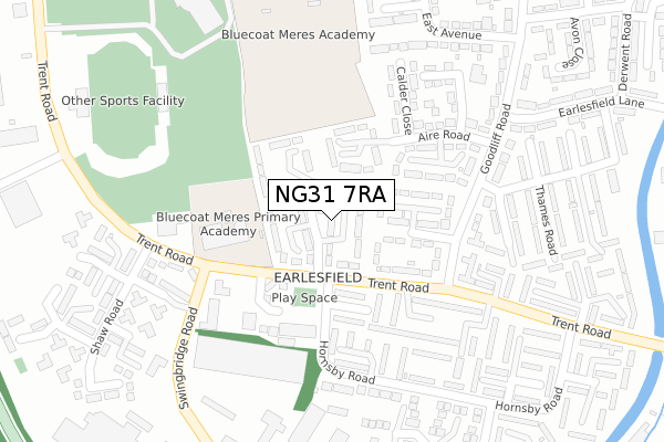 NG31 7RA map - large scale - OS Open Zoomstack (Ordnance Survey)