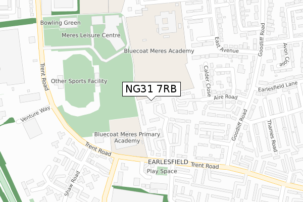 NG31 7RB map - large scale - OS Open Zoomstack (Ordnance Survey)