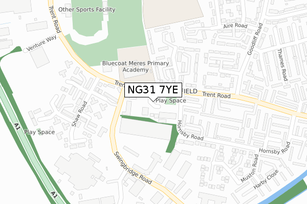 NG31 7YE map - large scale - OS Open Zoomstack (Ordnance Survey)