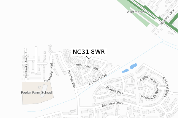 NG31 8WR map - large scale - OS Open Zoomstack (Ordnance Survey)