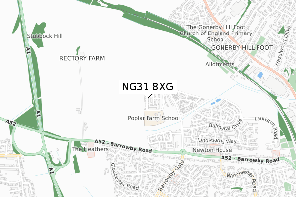 NG31 8XG map - small scale - OS Open Zoomstack (Ordnance Survey)
