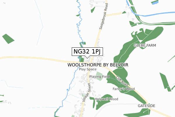 NG32 1PJ map - small scale - OS Open Zoomstack (Ordnance Survey)