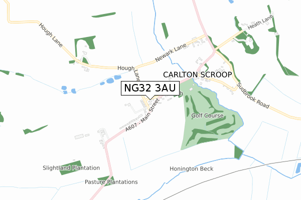 NG32 3AU map - small scale - OS Open Zoomstack (Ordnance Survey)