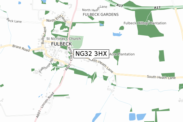 NG32 3HX map - small scale - OS Open Zoomstack (Ordnance Survey)