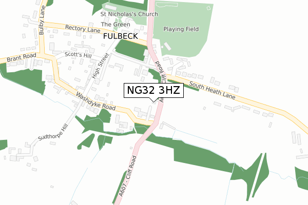 NG32 3HZ map - large scale - OS Open Zoomstack (Ordnance Survey)