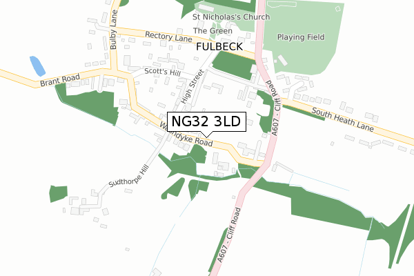 NG32 3LD map - large scale - OS Open Zoomstack (Ordnance Survey)