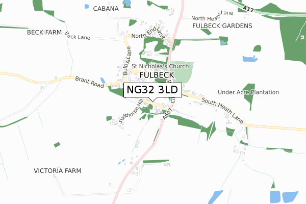 NG32 3LD map - small scale - OS Open Zoomstack (Ordnance Survey)