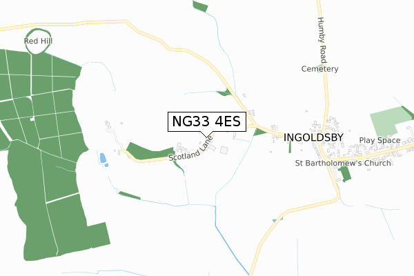 NG33 4ES map - small scale - OS Open Zoomstack (Ordnance Survey)