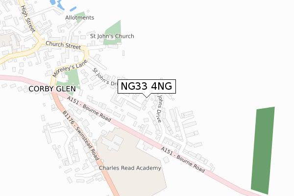 NG33 4NG map - large scale - OS Open Zoomstack (Ordnance Survey)