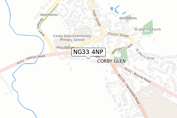 NG33 4NP map - large scale - OS Open Zoomstack (Ordnance Survey)