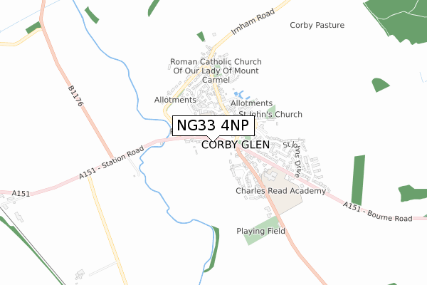 NG33 4NP map - small scale - OS Open Zoomstack (Ordnance Survey)